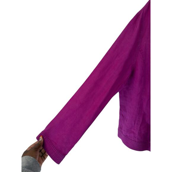 Nygard Collection Button Up Blouse Linen Lagenlook Mandarin Collar Size 16 - Picture 7 of 15